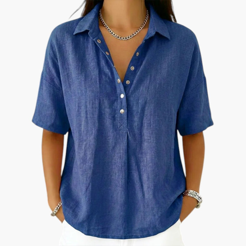 Women's Blouse with Collar and Button Closure