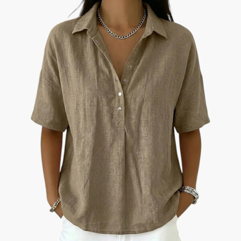 Women's Blouse with Collar and Button Closure
