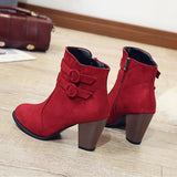 Women's Boots with Buckle Details and Sturdy Heel