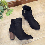 Women's Boots with Buckle Details and Sturdy Heel