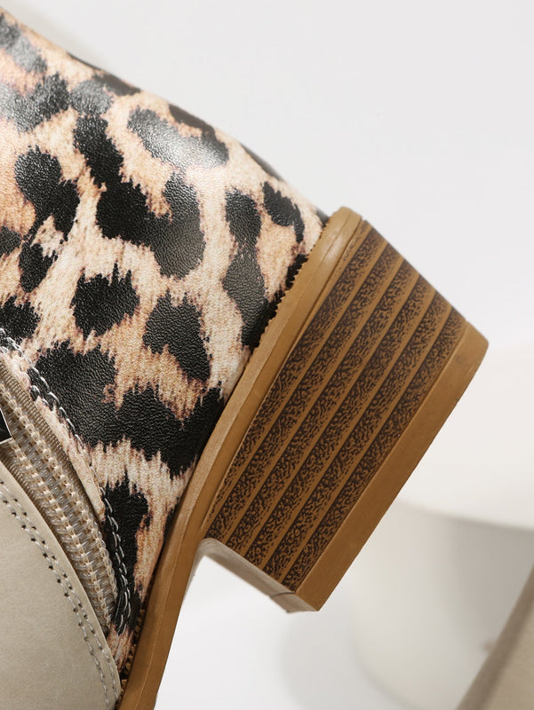 Women's Boots with Side Zipper and Low Heel