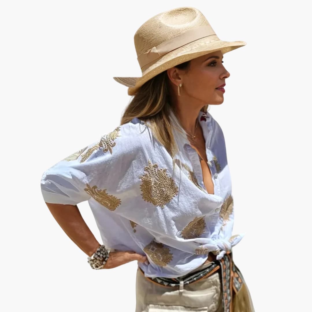 Bavane | Women's Breathable Blouse with Relaxed Fit and Printed Surface