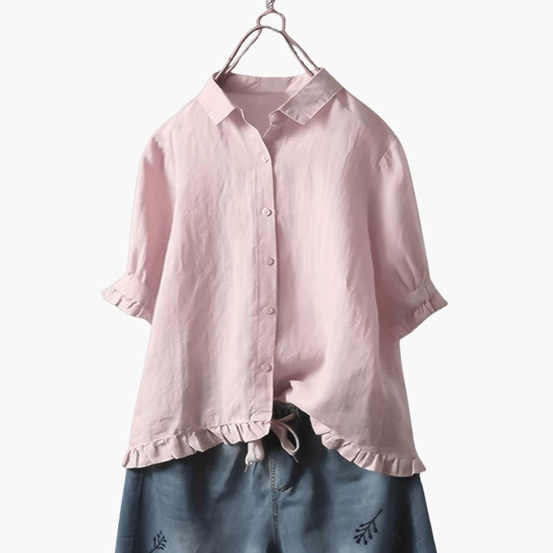 Bavane | Womens Blouse with Collared Neckline and Button Closure