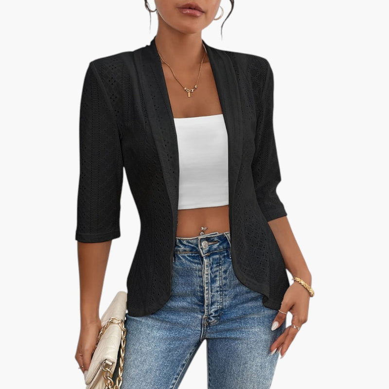 Women's Coat with Open Front and Shawl Collar