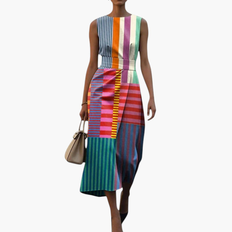 Bavane | Women's Dress with Geometric Pattern and Structured Fit