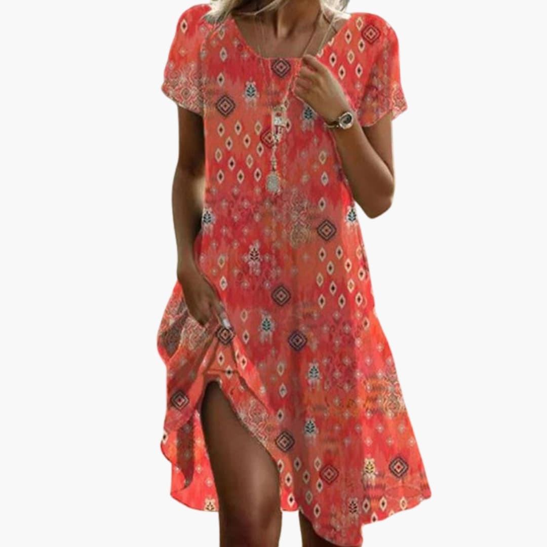 Bavane | Women's Dress with Short Sleeves and Stretch Fabric
