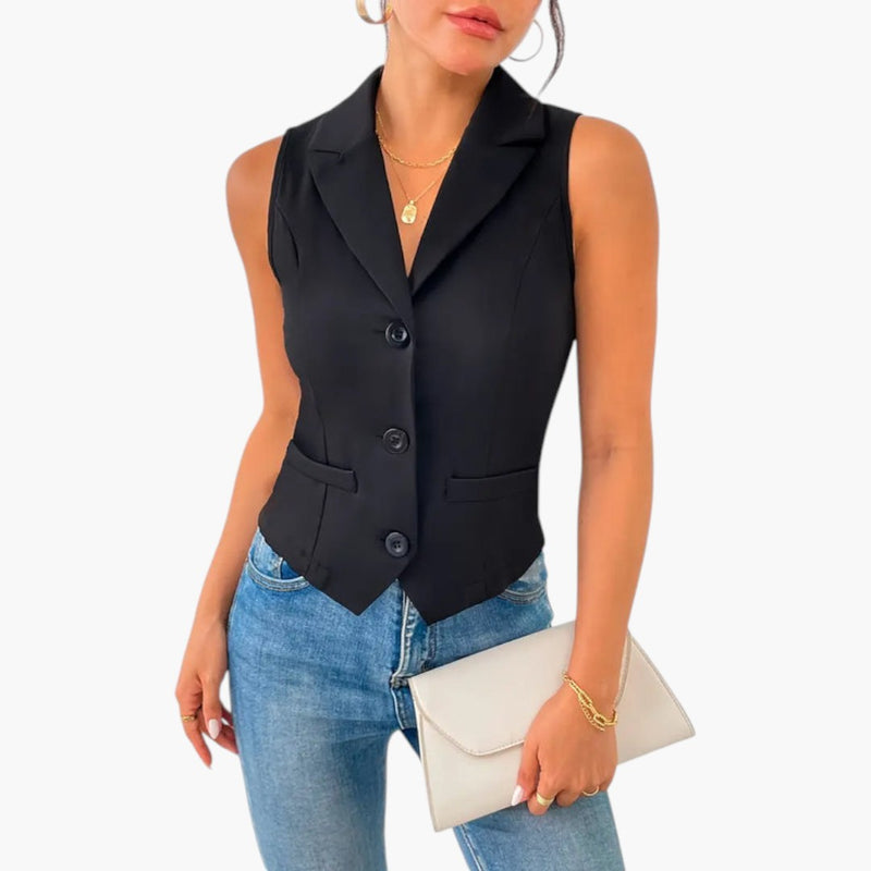 Bavane | Women's Gilet with Button Closure and Sleeveless Design