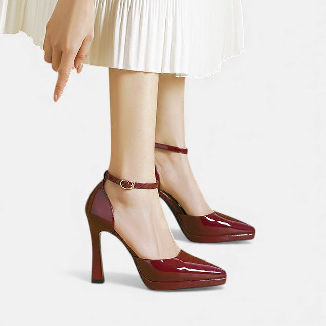 Women's Heels with Ankle Strap and Block Heel