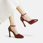 Women's Heels with Ankle Strap and Block Heel