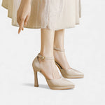 Women's Heels with Ankle Strap and Block Heel