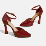 Women's Heels with Ankle Strap and Block Heel