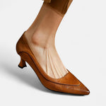 Women's Heels with Embossed Leather Upper and Cushioned Insole