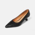 Women's Heels with Embossed Leather Upper and Cushioned Insole