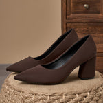 Women's Heels with Pointed Toe and Block Heel