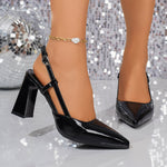 Women's High Heel Sandals with Buckle and Pointed Toe
