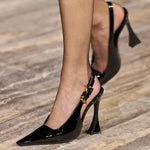Women's High Heel Sandals with Pointed Toe and Leather Upper