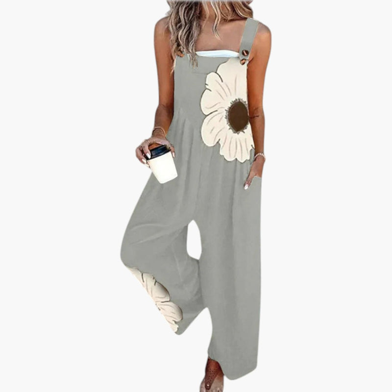 Women's Jumpsuit with Adjustable Straps and Wide Leg Design