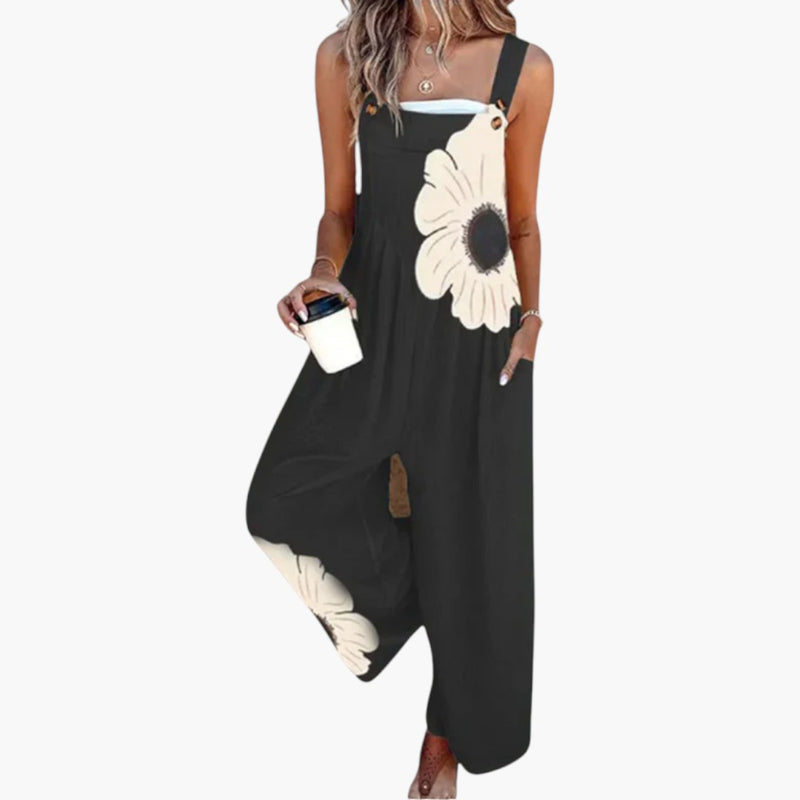 Women's Jumpsuit with Adjustable Straps and Wide Leg Design