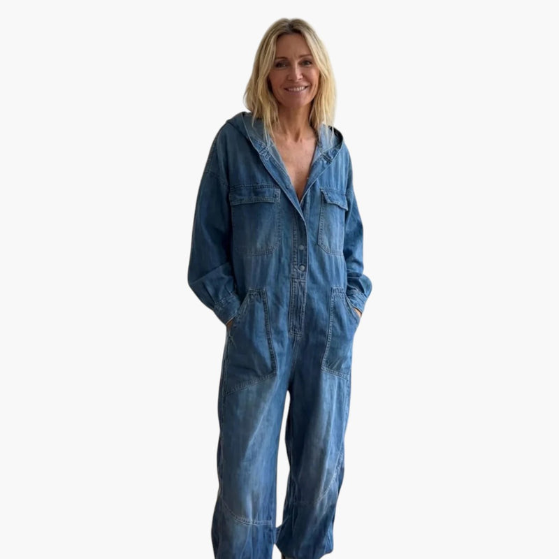 Women's Jumpsuit with Hood and Long Sleeves