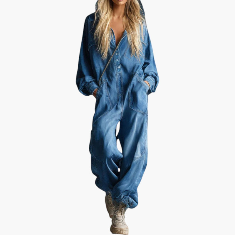 Women's Jumpsuit with Hood and Long Sleeves