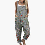 Women's Jumpsuit with Printed Surface and Adjustable Straps