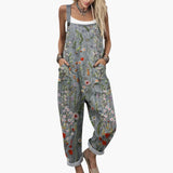 Women's Jumpsuit with Printed Surface and Adjustable Straps