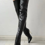 Women's Knee High Boots with Zip Closure and Slim Heel