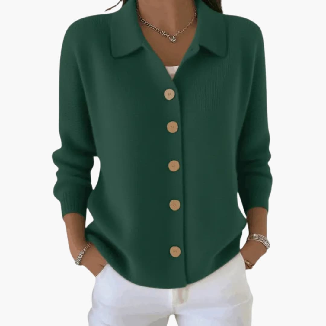 Womens Cardigan with Lapel Collar and Button Closure