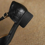 Wanda | Women's Leather Mary Jane Shoes with T Strap and Buckle Closure