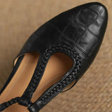 Wanda | Women's Leather Mary Jane Shoes with T Strap and Buckle Closure