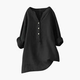 Sofia | Women's Linen Blouse with Button Closure and Rollable Sleeves