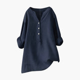 Sofia | Women's Linen Blouse with Button Closure and Rollable Sleeves