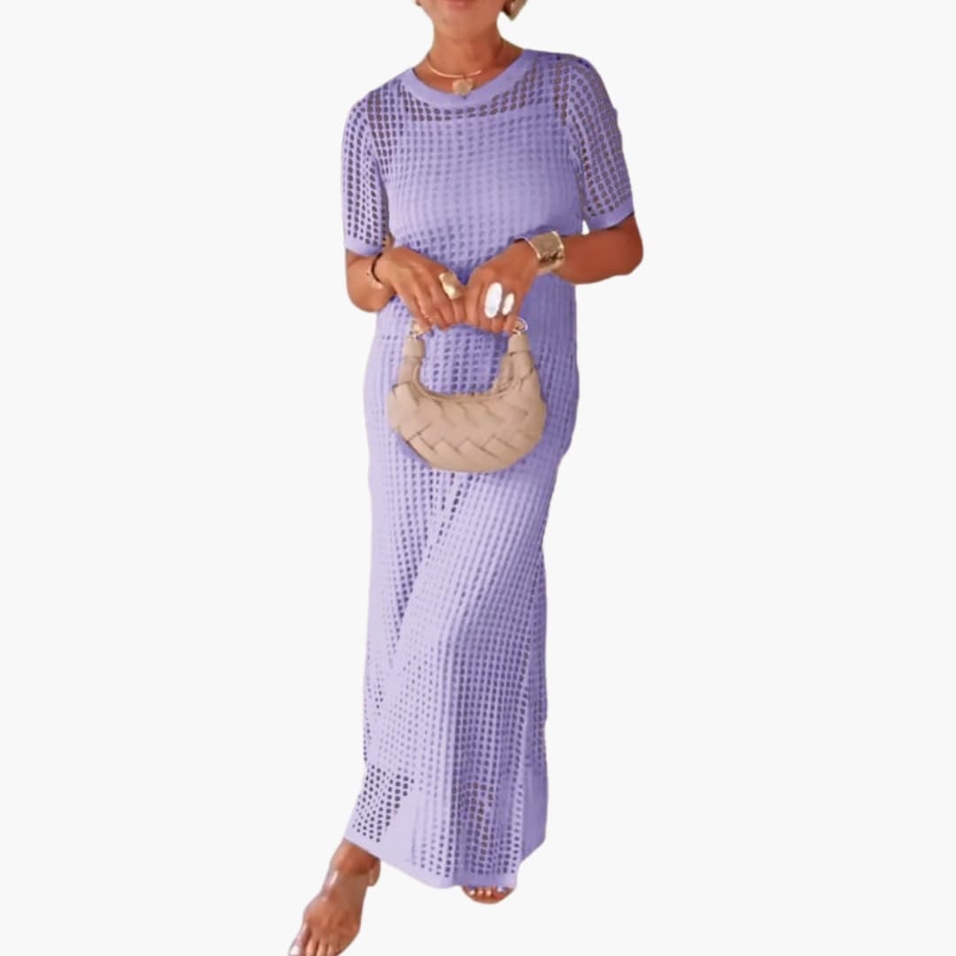 Bavane | Women's Maxi Dress with Cut-Out Overlay and Inner Layer