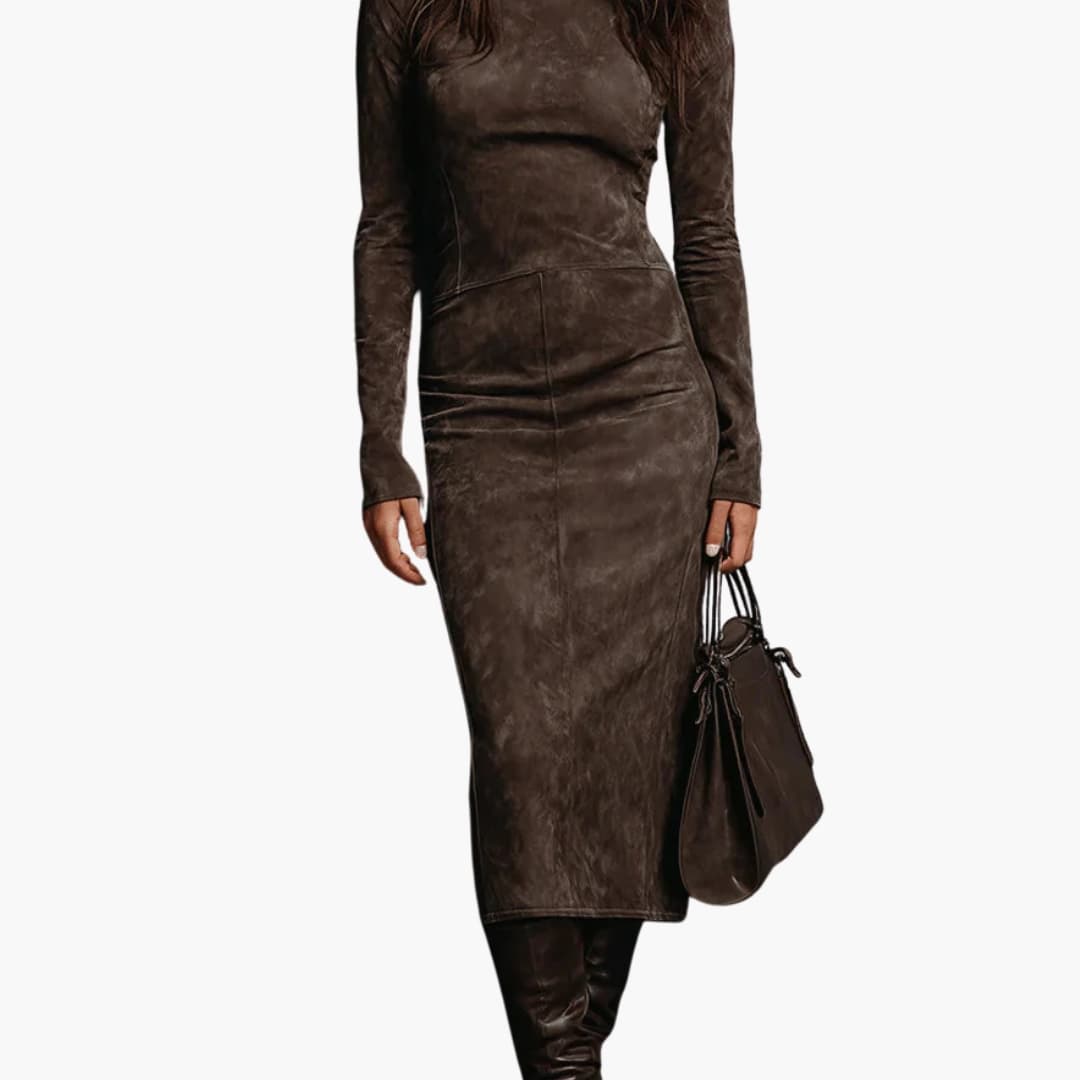 Bavane | Womens Maxi Dress with High Neck and Lace Detail
