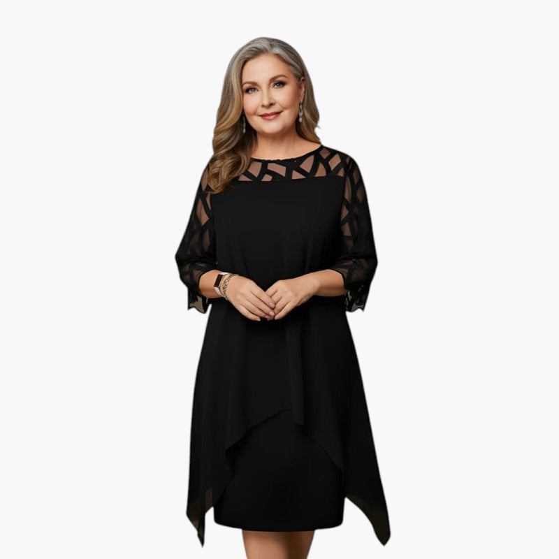Women's Midi Dress with Adjustable Fit and Long Sleeves