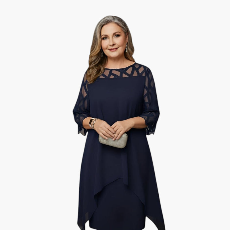 Women's Midi Dress with Adjustable Fit and Long Sleeves