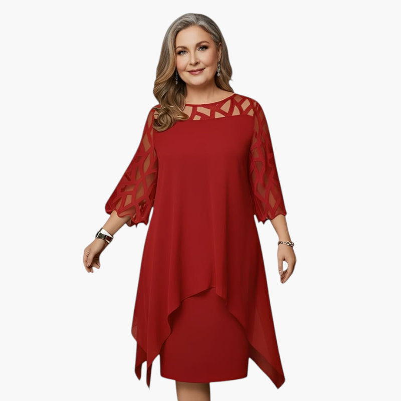 Women's Midi Dress with Adjustable Fit and Long Sleeves