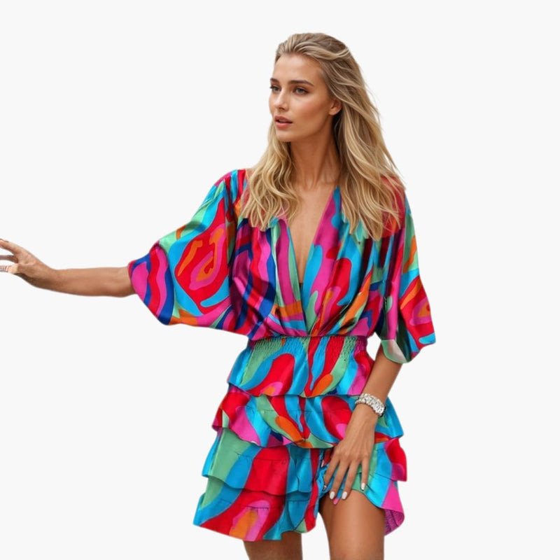 Bavane | Women's Midi Dress with Elastic Waist and Adjustable Straps