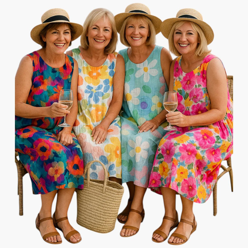 Women's Midi Dress with Floral Print and A-Line Fit