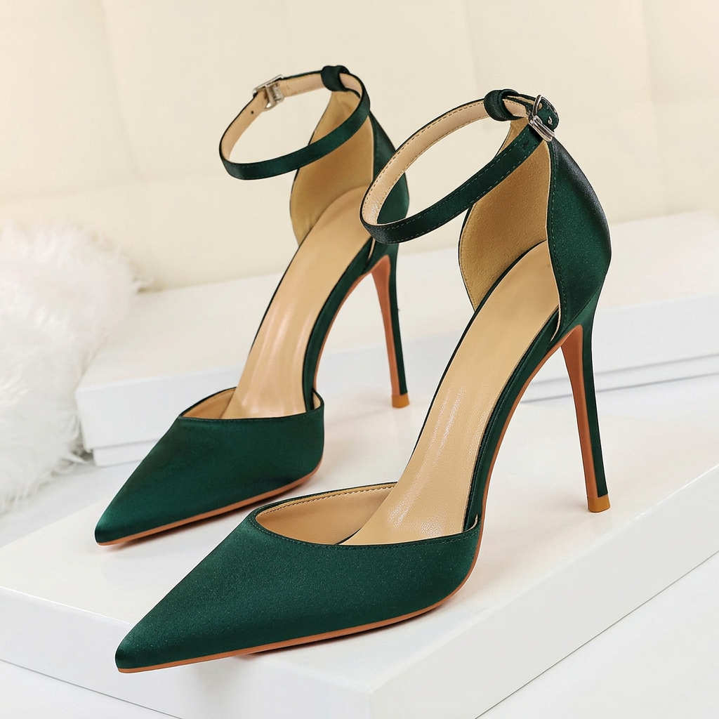 Women's Mules with Crystal Detail and Slim Heel