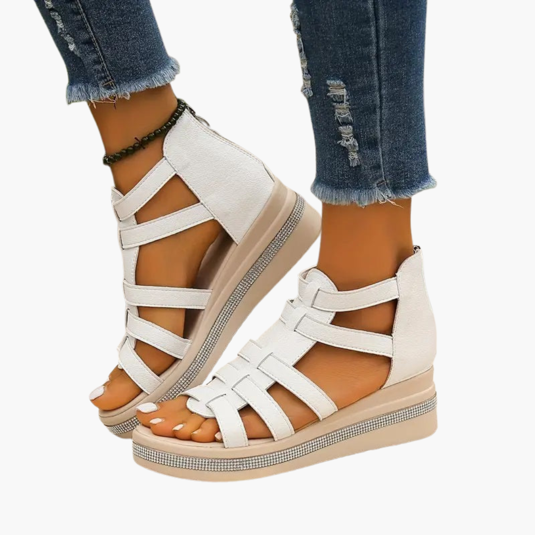 Women's Orthopedic Sandals with Adjustable Straps and Rhinestone Detail