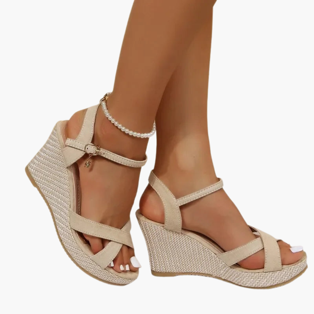 Women's Orthopedic Sandals with Wedge Sole and Buckle Strap