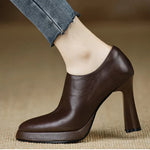 Women's Pumps with Platform Sole and Side Zipper