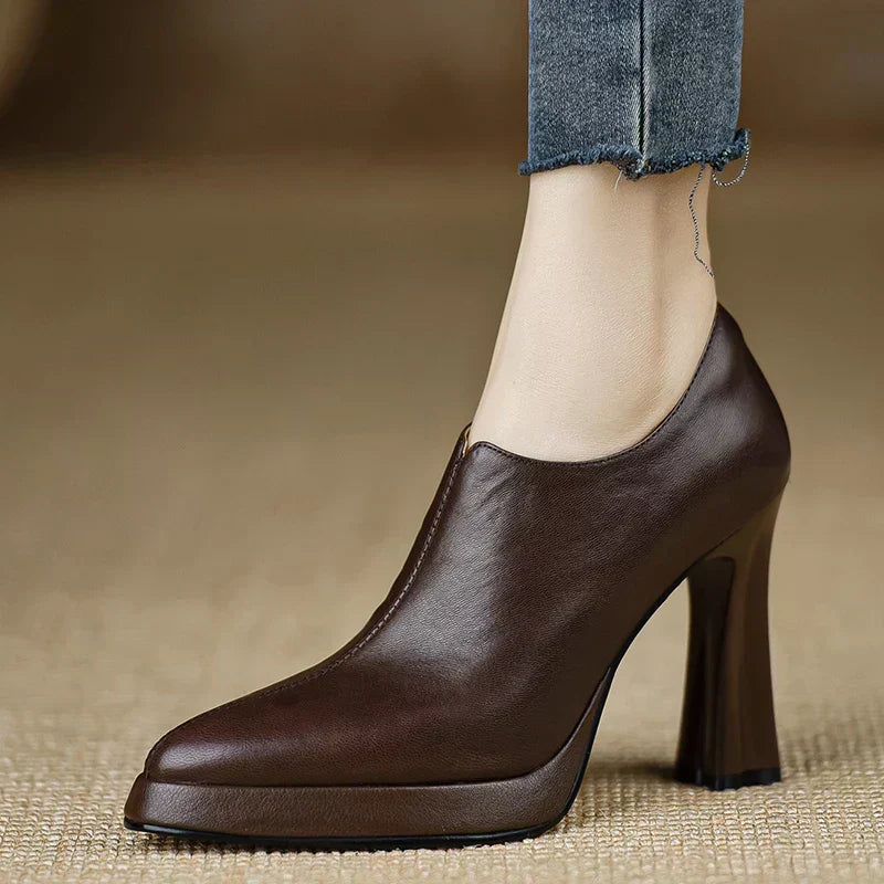 Women's Pumps with Platform Sole and Side Zipper