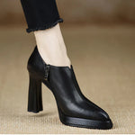 Women's Pumps with Platform Sole and Side Zipper
