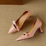 Women's Pumps with Pointed Toe and Flared Heel