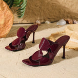 Women's Sandals with Square Toe and High Heel