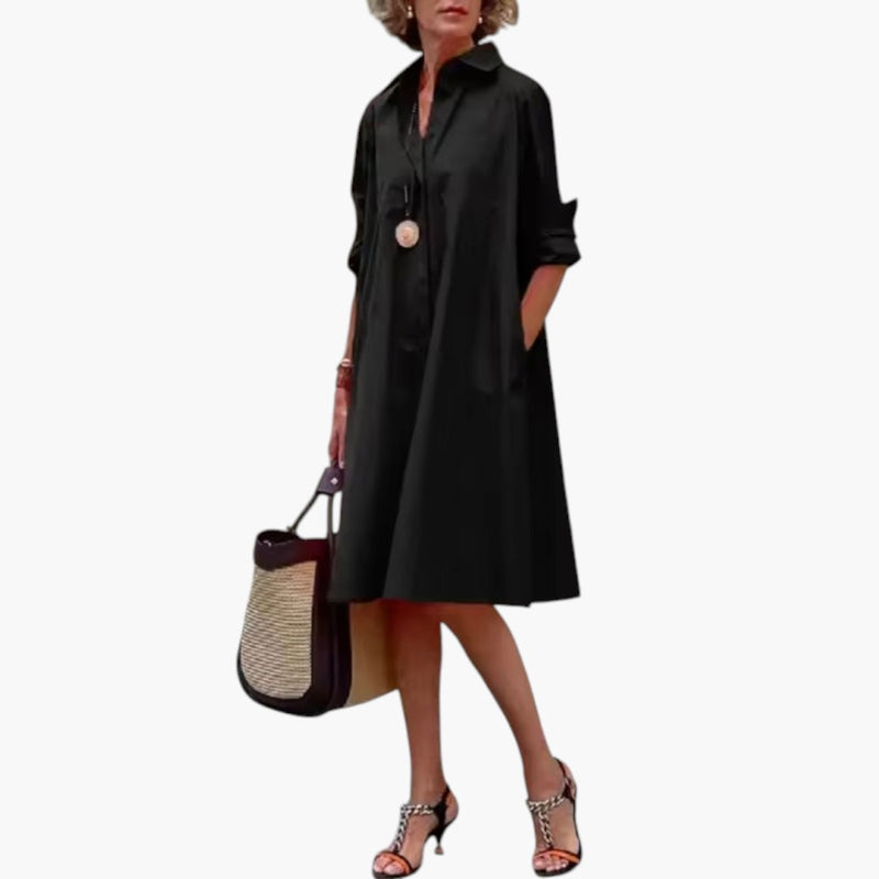 Bavane | Women's Shirt Dress with Button Closure and Side Pockets