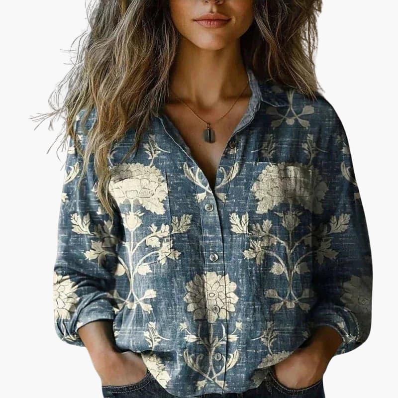 Womens Shirt with Collar and Button Closure