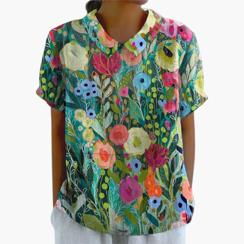 Bavane | Women's Shirt with Floral Print and Button Closure